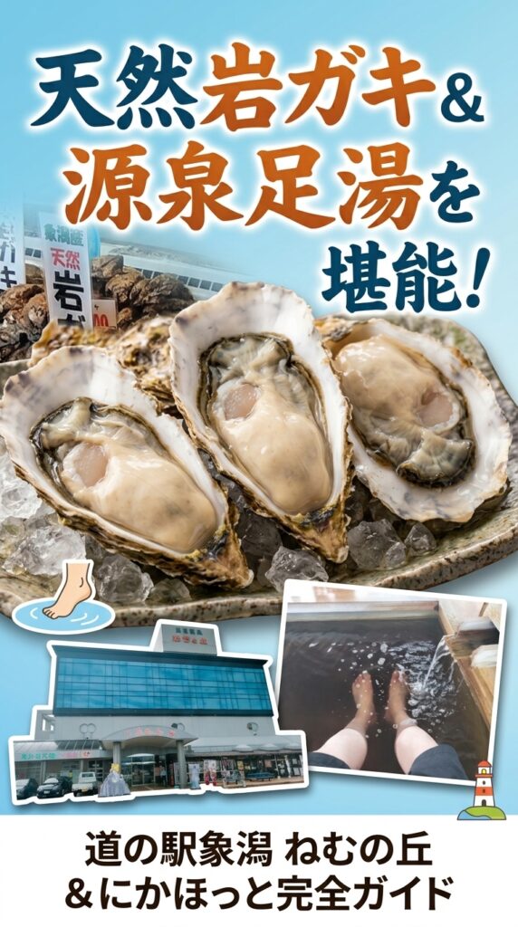 天然岩ガキ&源泉足湯を堪能!道の駅象潟 ねむの丘 & にかほっと完全ガイド