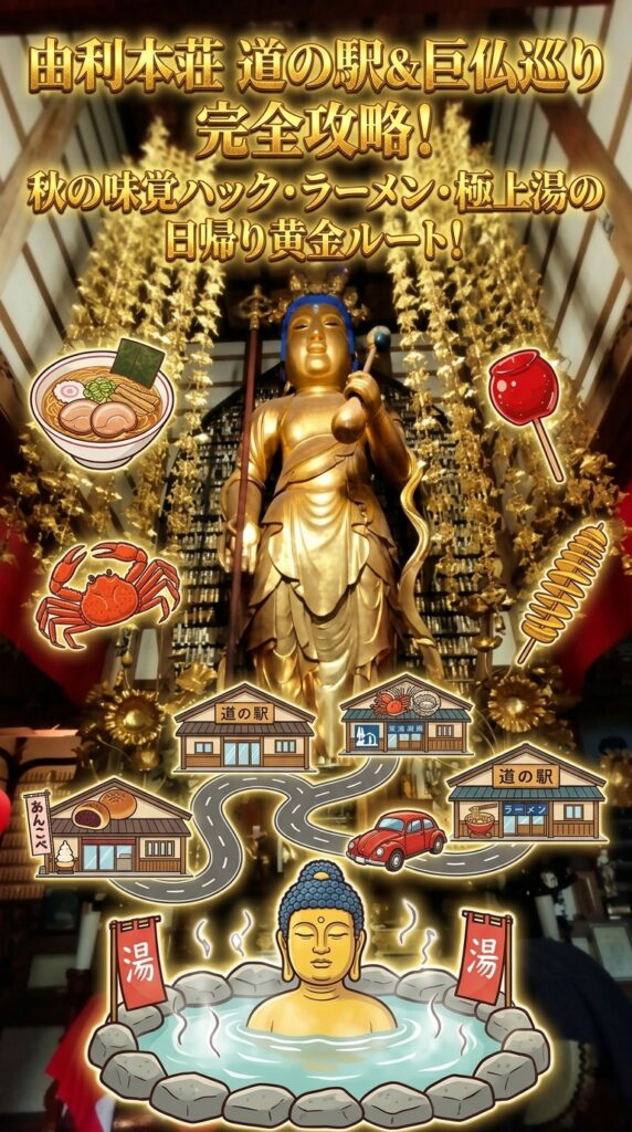 由利本荘 道の駅＆巨仏巡り完全攻略！秋の味覚ハック・ラーメン・極上湯の日帰り黄金ルート！