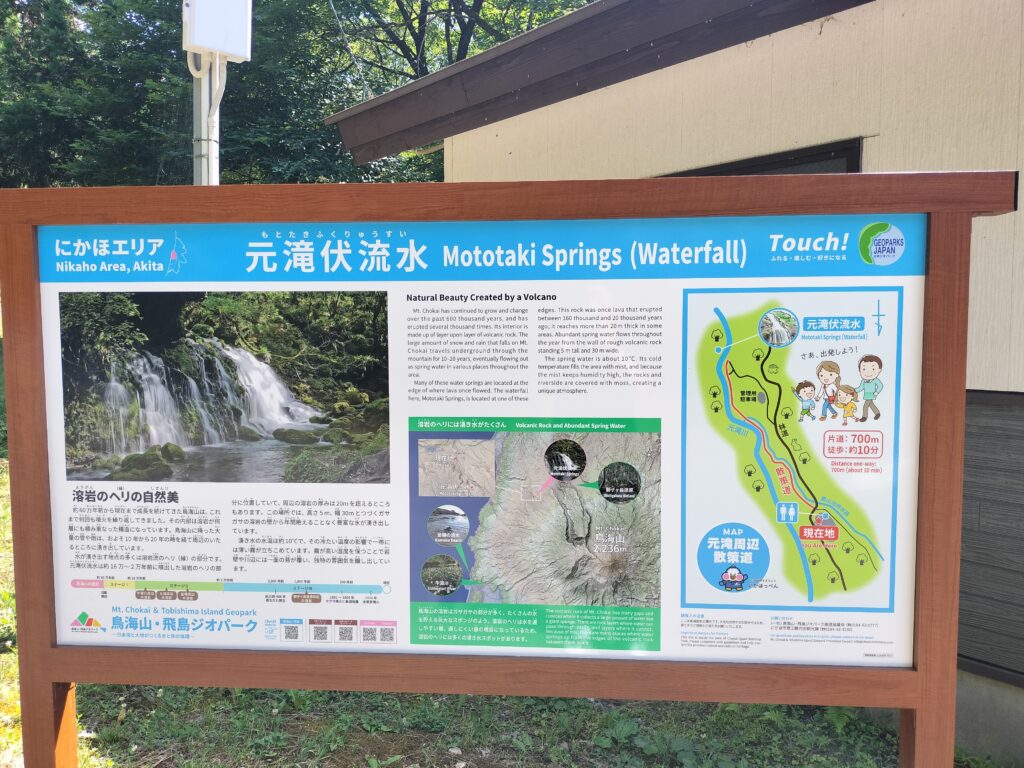 【秋田県にかほ市】元滝伏流水 案内板