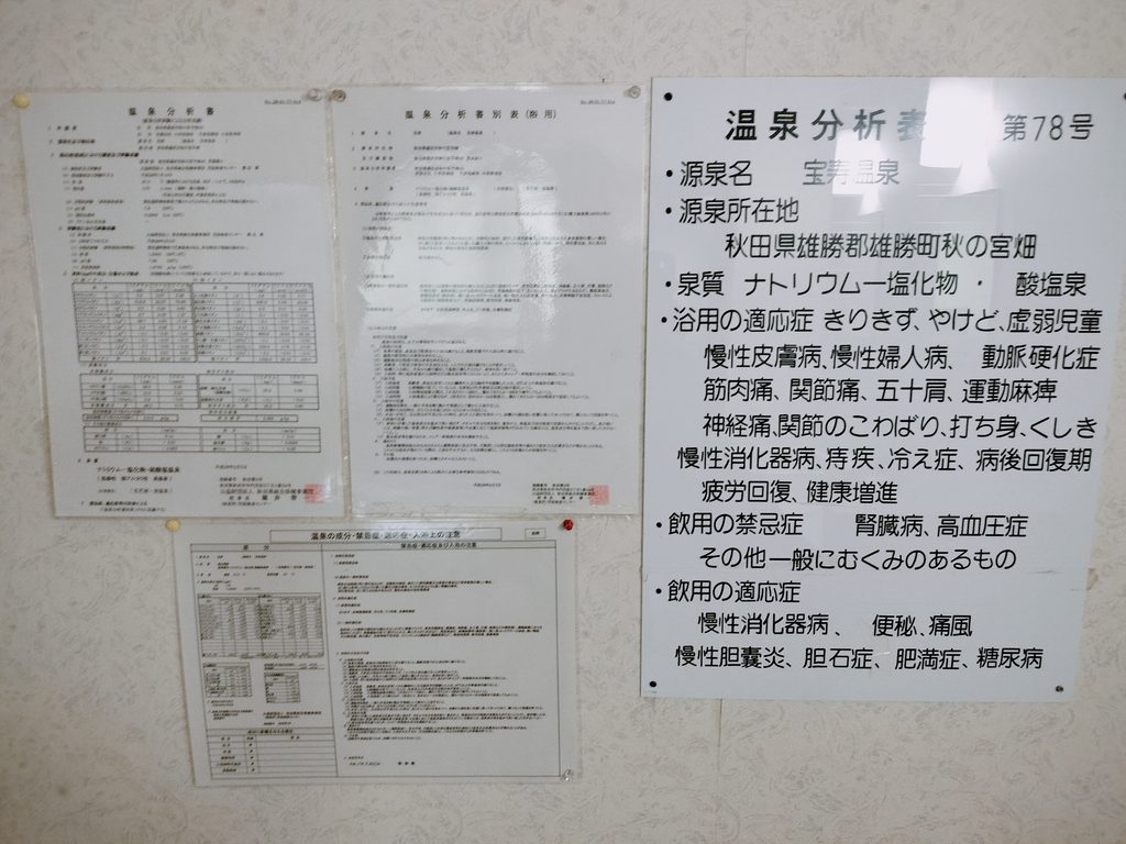 宝寿温泉 温泉分析表