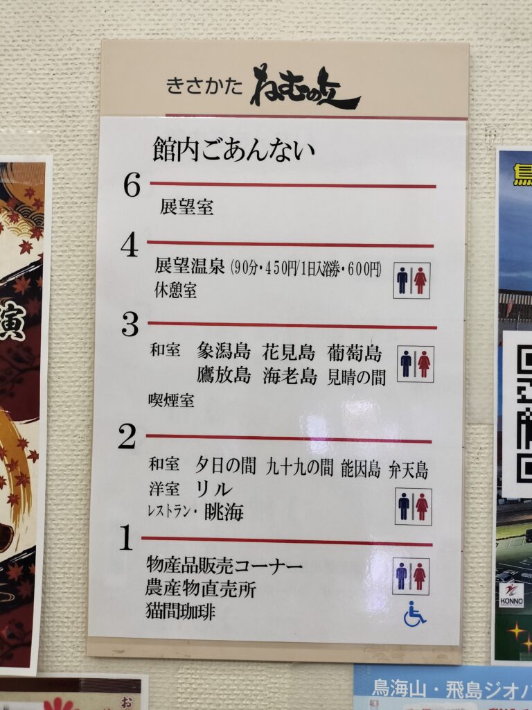 【秋田県にかほ市】道の駅象潟 ねむの丘 物産館 館内案内板