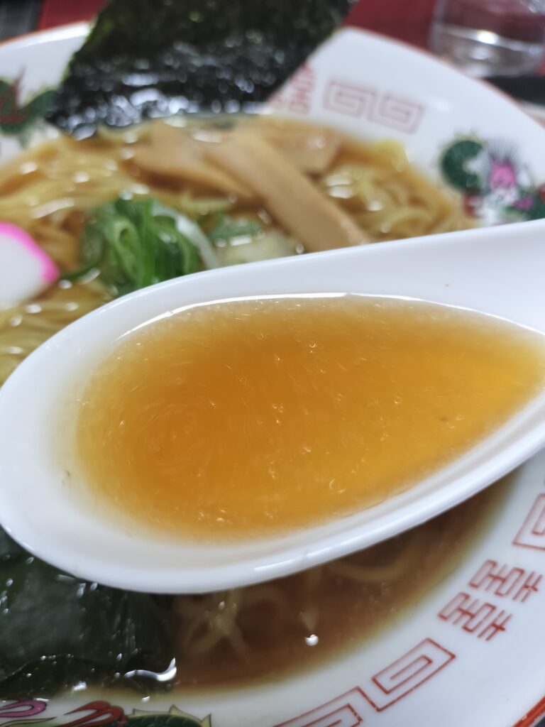 【秋田県由利本荘市】道の駅東由利・黄桜の里・ぷれっそ店内の田吾作百笑ラーメンスープ